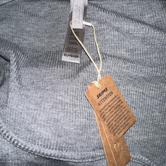 SKIMS Soft Lounge Long Sleeve SHIMMER FOIL Maxi Dress - Ribbed - Grey - NWT - XL - Picture 4 of 10